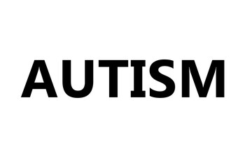 Digital png illustration of autism text on transparent background