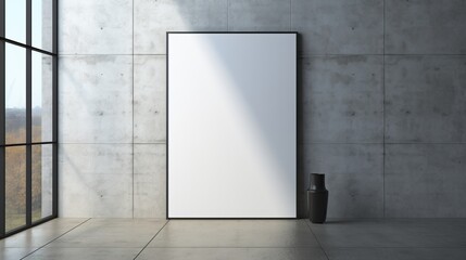 Mockup blank white poster on the wall