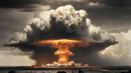 核兵器、キノコ雲、原爆｜nuclear weapons, mushroom clouds, atomic bombs. Generative AI - obrazy, fototapety, plakaty