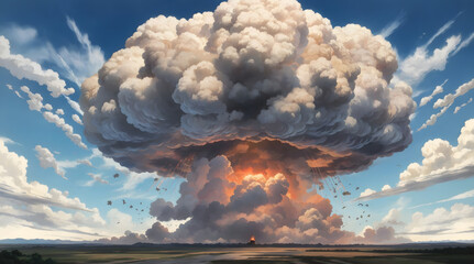 核兵器、キノコ雲、原爆｜nuclear weapons, mushroom clouds, atomic bombs. Generative AI