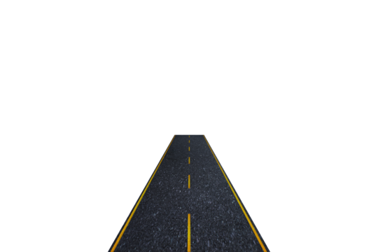 Digital png illustration of street with yellow lines on transparent background