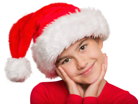 Digital png photo of biracial girl wearing santa claus hat on transparent background - Powered by Adobe