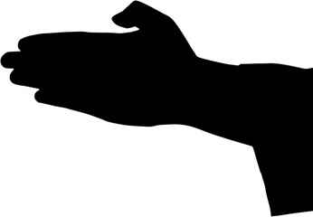 Digital png silhouette image of hand reaching out on transparent background