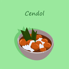Vector illustration of cendol porridge, traditional Indonesian food 