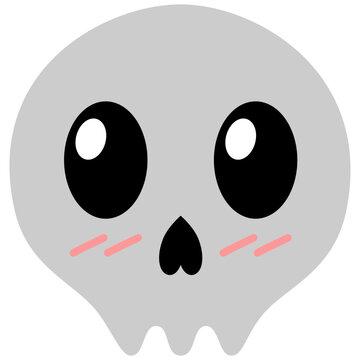 Cute Baby Skull Kawaii Chibi Cartoon Style. Design Illustration Element for Decoration or Ornament in Artwork or Halloween Festival
