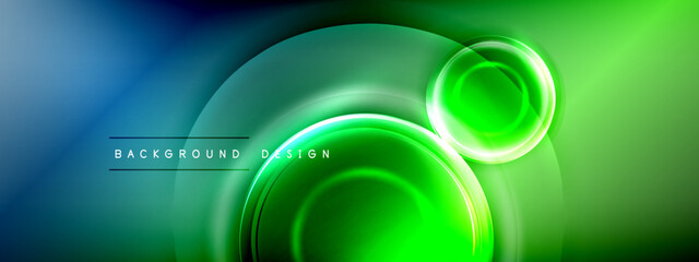 Circles lines and bubbles on bright glowing effect gradient with light and shadow effects. Dynamic interplay of light, shadow and depth. Futuristic and rhythmic technology design