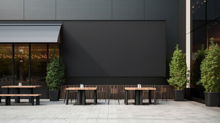 Mockup outdoor wall store shop sign