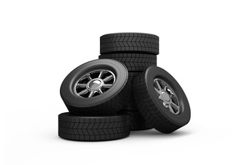 Digital png photo of black tyres on transparent background