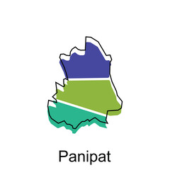 map of Panipat vector design template, national borders and important cities illustration