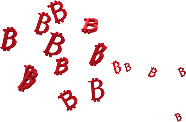 Digital png illustration of many red b letters on transparent background