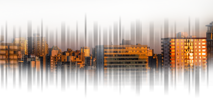 Digital png illustration of digital yellow city view on transparent background