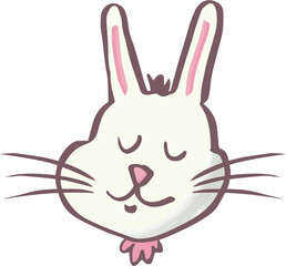Digital png illustration of smiling bunny head on transparent background