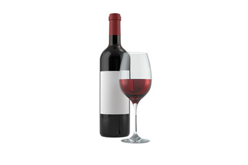 Digital png illustration of bottle of wine and glass of wine on transparent background