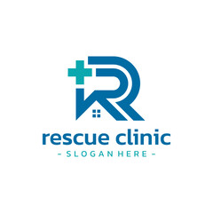 Obraz premium Letter R hospital logo design vector.