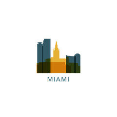 Fototapeta premium USA United States Miami cityscape skyline capital city panorama vector flat modern logo icon. US Florida American county emblem idea with landmarks and building silhouette