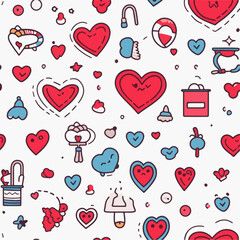 Simple love handdrawn doodle seamless pattern