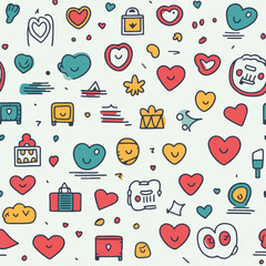 Simple love handdrawn doodle seamless pattern