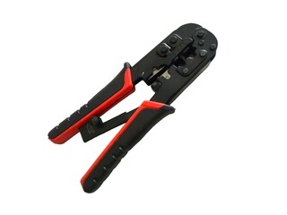Crimping plier cable cutting tool on white background