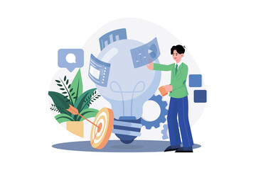 Business employees working on a Marketing idea