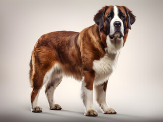 St. Bernard is a famous rescue dog from Switzerland. The largest size in the world.
 Its nose is fast and can sniff out victims trapped several feet under the snow. Generative AI. Illustration.