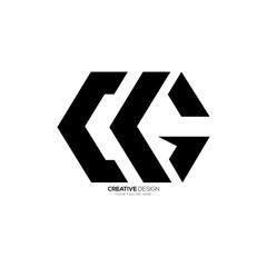 Modern letter Cg initial unique shapes alphabet typography monogram logo. C logo. G logo