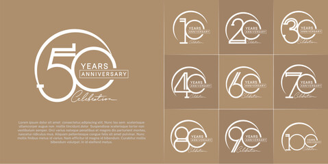 set of anniversary logotype white color with handwriting for special celebration event