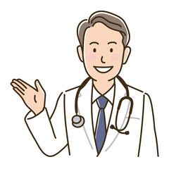 案内する白衣のドクター