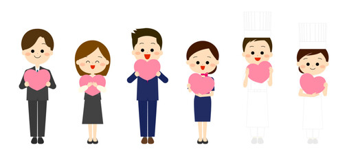 ハートを手に持つ笑顔の人々