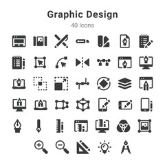 40 icons collection on graphic design and related topics