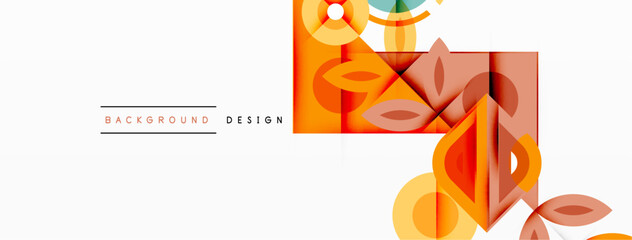 Naklejka premium Colorful triangles and circles abstract background. Design for wallpaper, banner, background, landing page, wall art, invitation, prints, posters