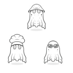 design bundle icon set msakot cute ghost logo with various expressions