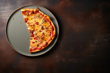 a slice of pizza on a plate placed on the table 3d rendering AI generative 