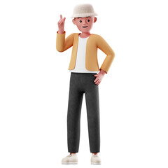 3D Character  3D Render Illustration on isolated Background PNG Style All Feeling 