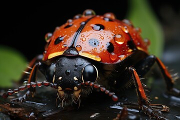 Ladybug macro very close up 
