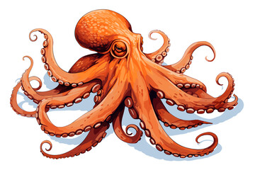 octopus vector art still life painting flat illustration © Ployker