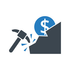 Crypto bitcoin mining vector icon