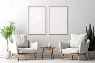 Neutral and Modern Wall Decor Frame Mockup, generative ai