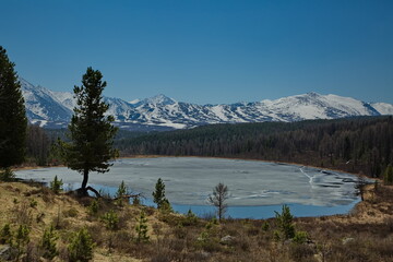 Alpine lake in early spring.