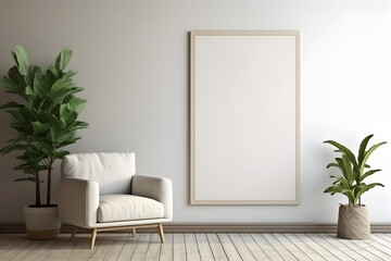 Naklejka na ściany i meble Clean and Sophisticated Interior Scene Frame Mockup, generative ai