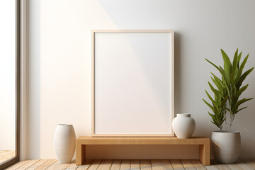 Soft and Modern Living Space Frame Mockup, generative ai