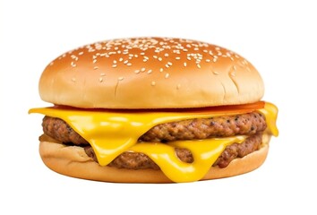 Juicy cheeseburger on white background