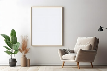 Soft and Inviting Gallery Ambiance Frame Mockup, generative ai