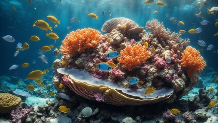 Naklejka na ściany i meble coral reef in the sea. Generative AI 