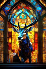 fictional stained glass window, generated by artificial intelligence