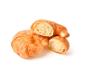 butter croissant isolated on the white background.
