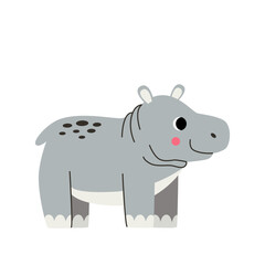 Vector picture of cute hippopotamus isolated on white background.