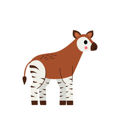Vector picture of cute okapi isolated on white background.