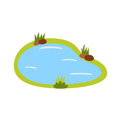 Vector picture of cute water pond isolated on white background.