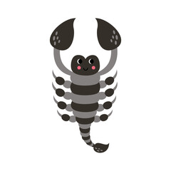Vector picture of cute cartoon black scorpion isolated on white background.