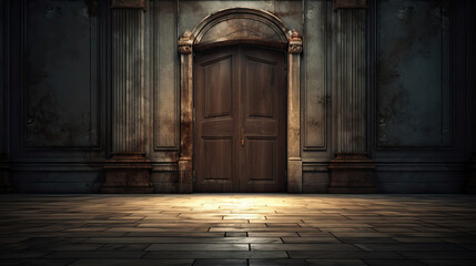 Fototapeta na wymiar Wooden fantasy doors door brown wood